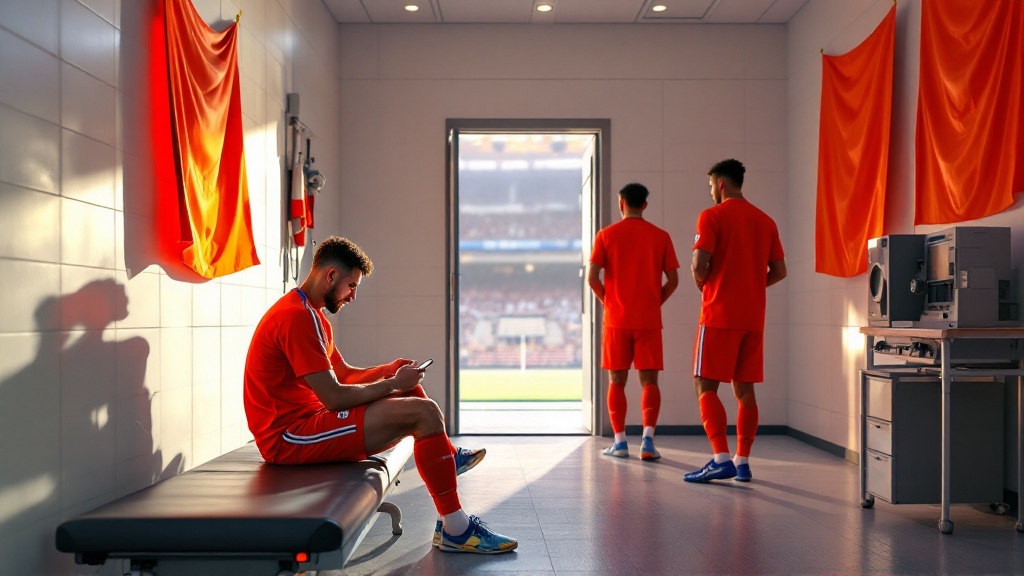 Imagem original da Golmetria sobre lesão de Brasil na Copa do Mundo, imagem cinematográfica gerada por IA; sem fotos reais, sem semelhança de pessoas reais e sem escudos.