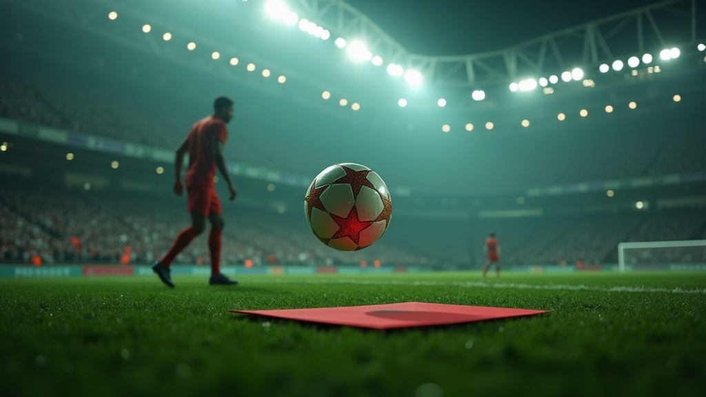 Original AI-generated cinematic editorial image — nighttime football scene, no real photos, identifiable faces, or club crests. Analysis, not a photo of a real event.