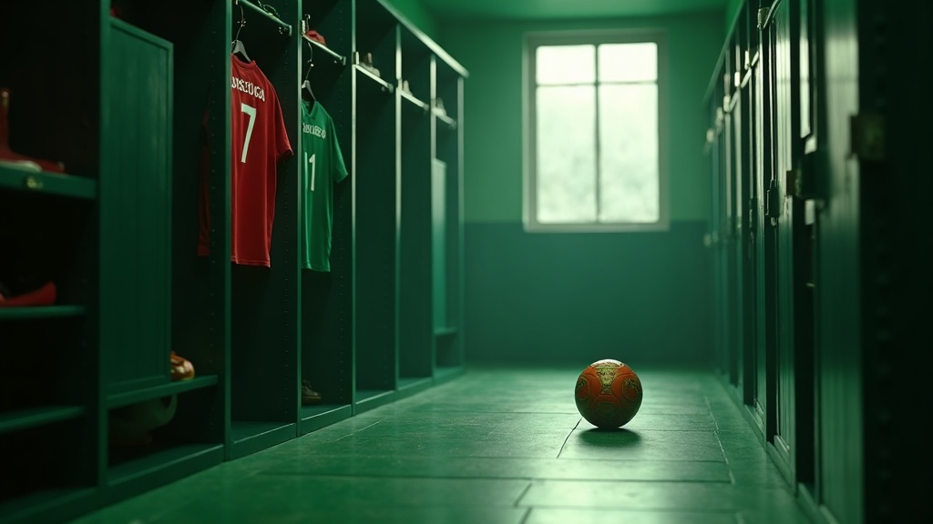 Original AI-generated cinematic editorial image — nighttime football scene, no real photos, identifiable faces, or club crests. Analysis, not a photo of a real event.